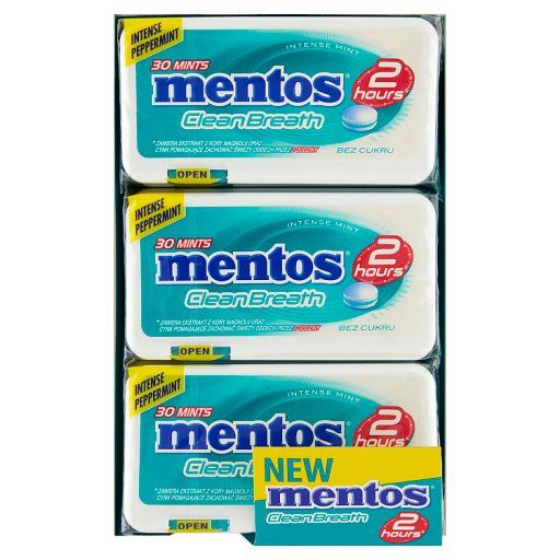 Mentos CleanBreath Intense Mint Odświeżające pastylki bez cukru 12 x 21 g