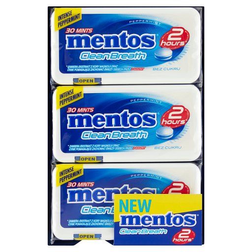 Mentos CleanBreath Peppermint Odświeżające pastylki bez cukru 12 x 21 g