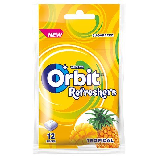 Orbit Refreshers Tropical Bezcukrowa guma do żucia 26 g (12 sztuk)