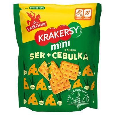 Lajkonik Krakersy mini o smaku ser + cebulka 100 g